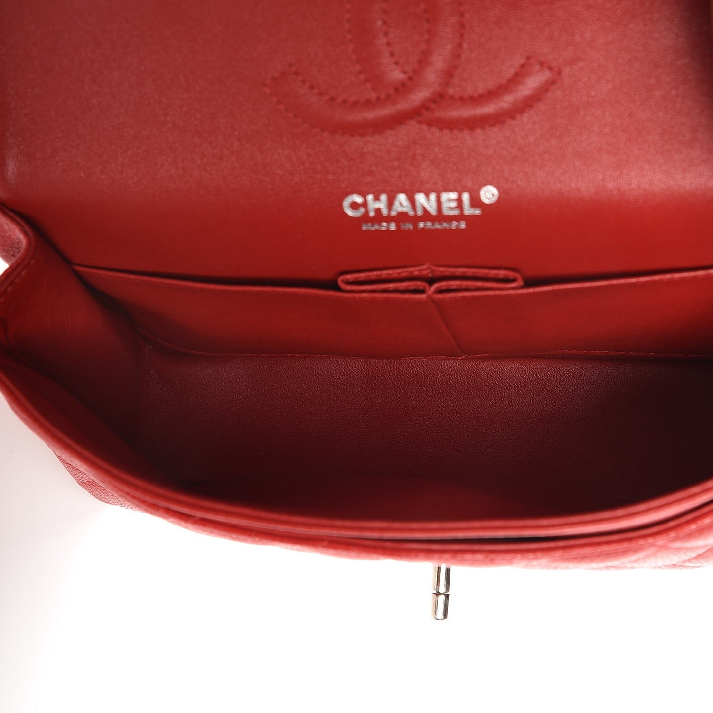 Caviar Quilted Medium Double Flap Red