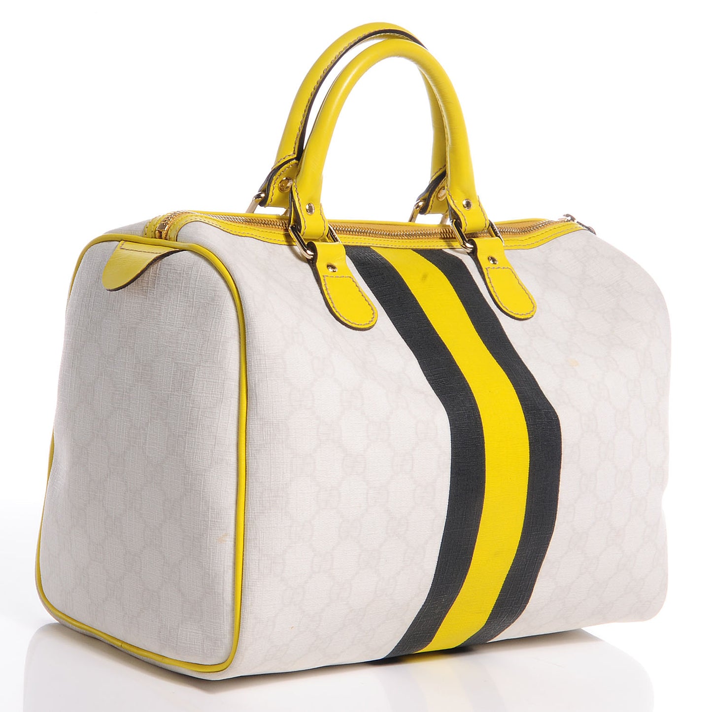 GG Plus Monogram Web Stripe Medium Joy Boston Yellow