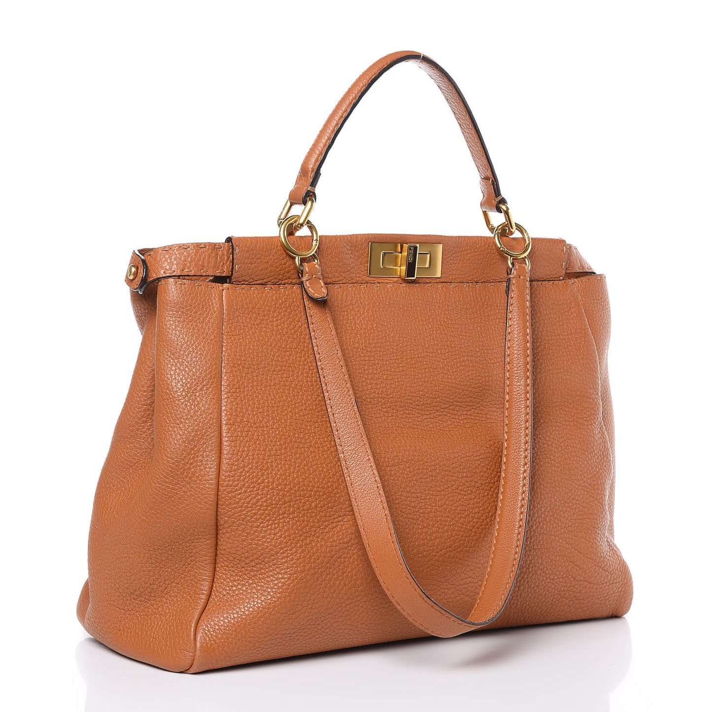 Cuoio Romano Raffia Selleria Large Peekaboo Iconic Satchel Caramel