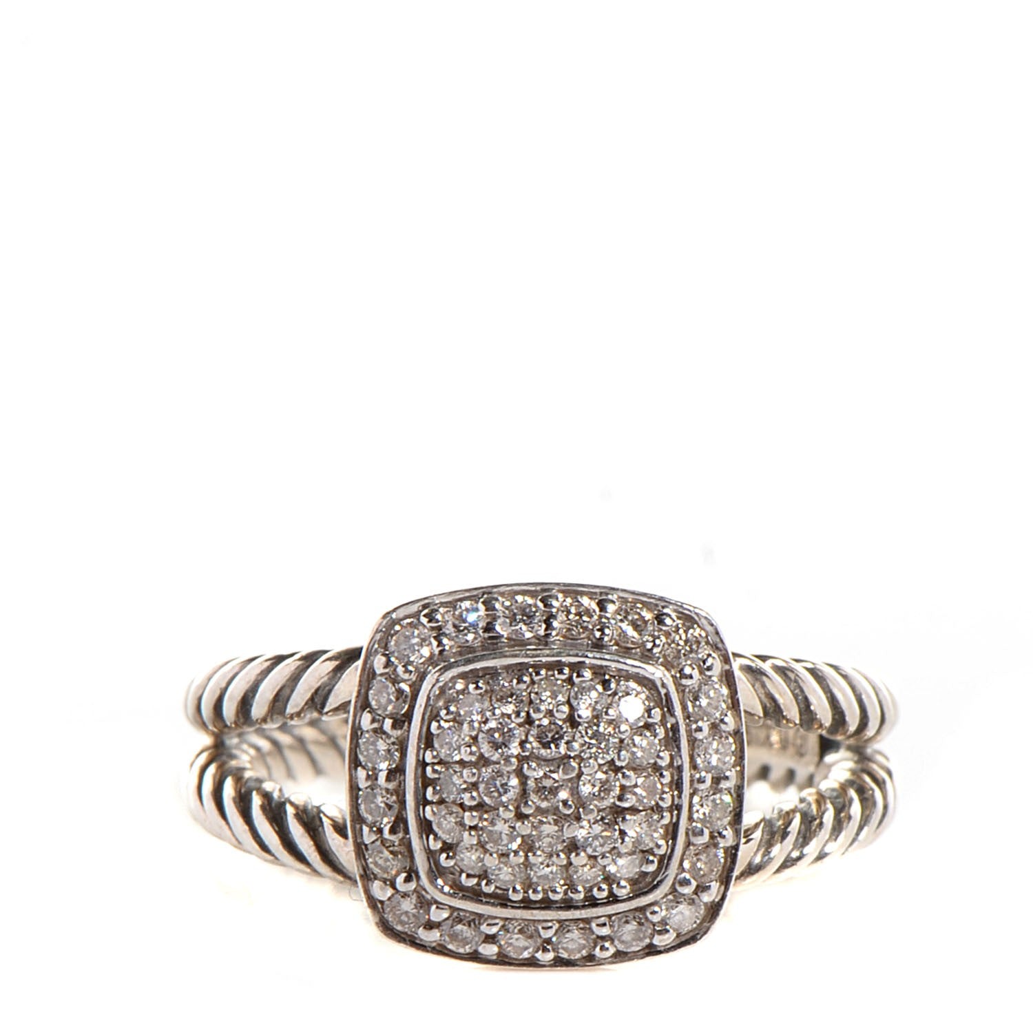 David Yurman Sterling Silver Diamond 7mm Petite Albion Pave Ring 52 6 1 of 6