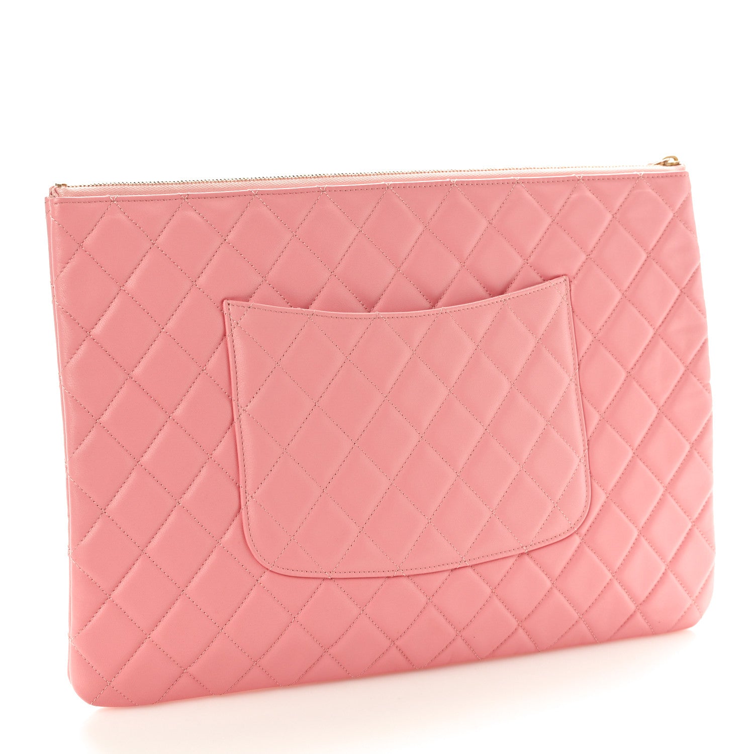 Chanel Lambskin Quilted Large Cosmetic Case Pink 3 of 8