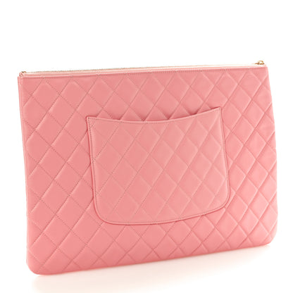 Chanel Lambskin Quilted Large Cosmetic Case Pink 3 of 8