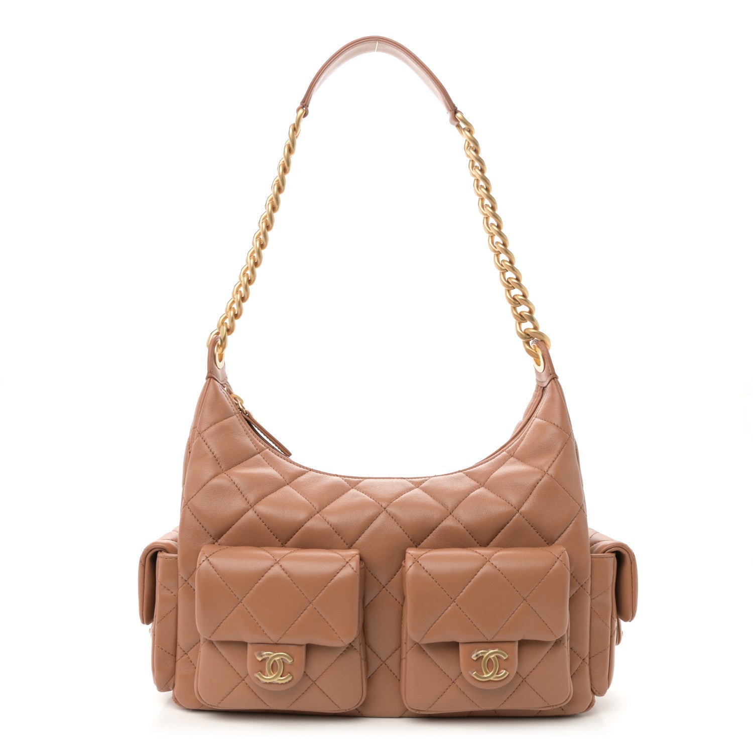 Chanel Shiny Lambskin Quilted Trendy Pockets Hobo Brown 1753786 ...
