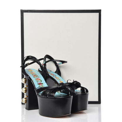 Gucci Malaga Kid Pearl Knot Platform Sandals 39.5 Black 8 of 13