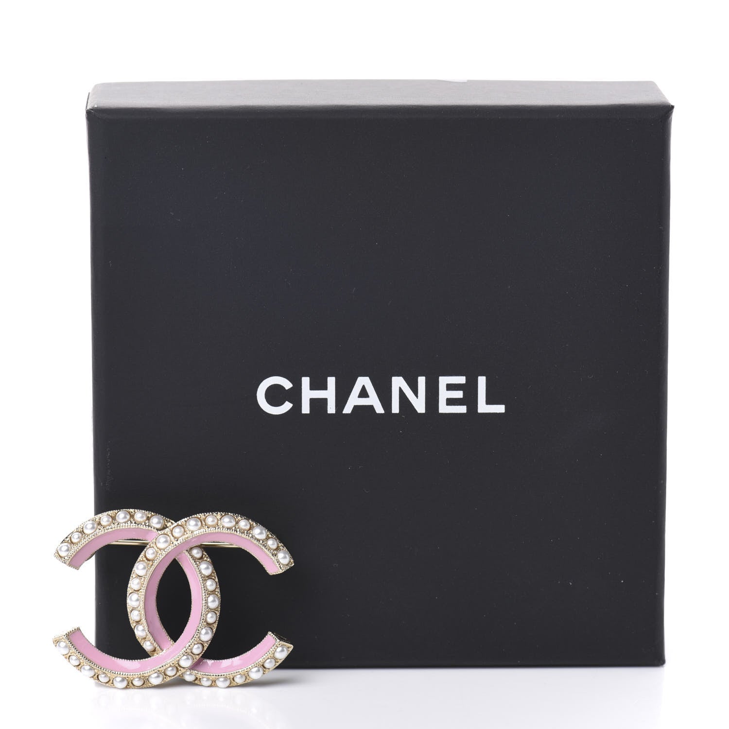 Chanel Pearl Enamel CC Brooch Pink Gold 5 of 5