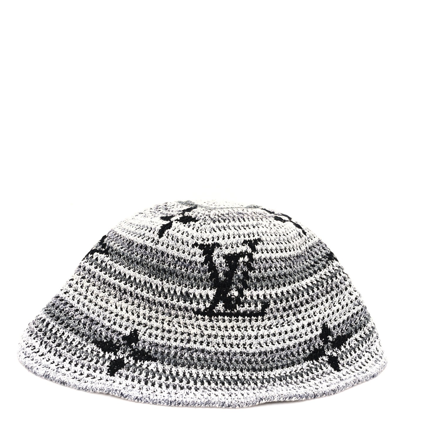 Crochet Monogram LV Bucket Hat S Grey Multicolor