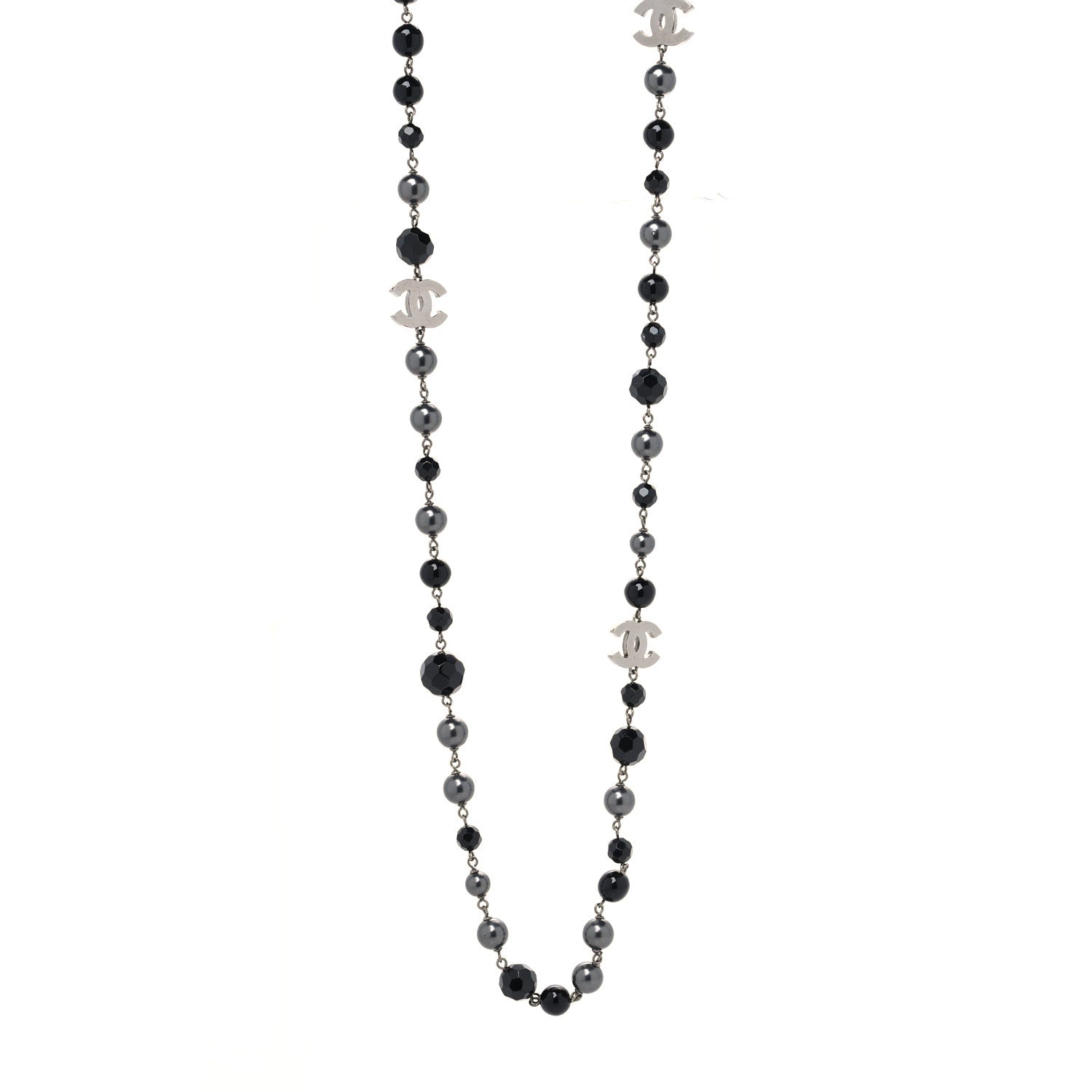 Chanel Ruthenium Beaded CC Long Necklace Black 1 of 3