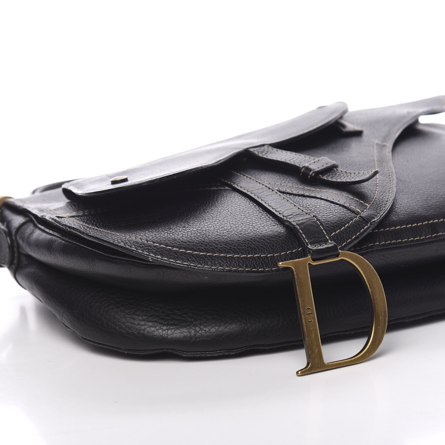 Christian Dior Grained Calfskin Double Saddle Bag Black 10 of 11