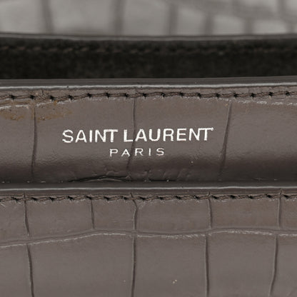Saint Laurent Calfskin Crocodile Embossed Medium Monogram Sunset Fog 5 of 13