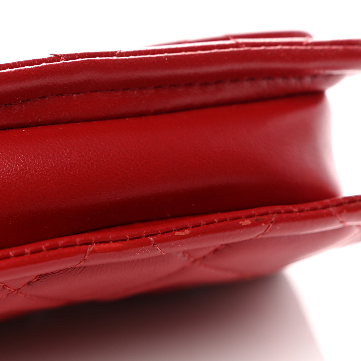 Shiny Lambskin Quilted Extra Mini Flap Red