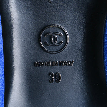 Chanel Suede Satin Cap Toe Gabrielle Ballerina Flats 39 Royal Blue Black 8 of 11
