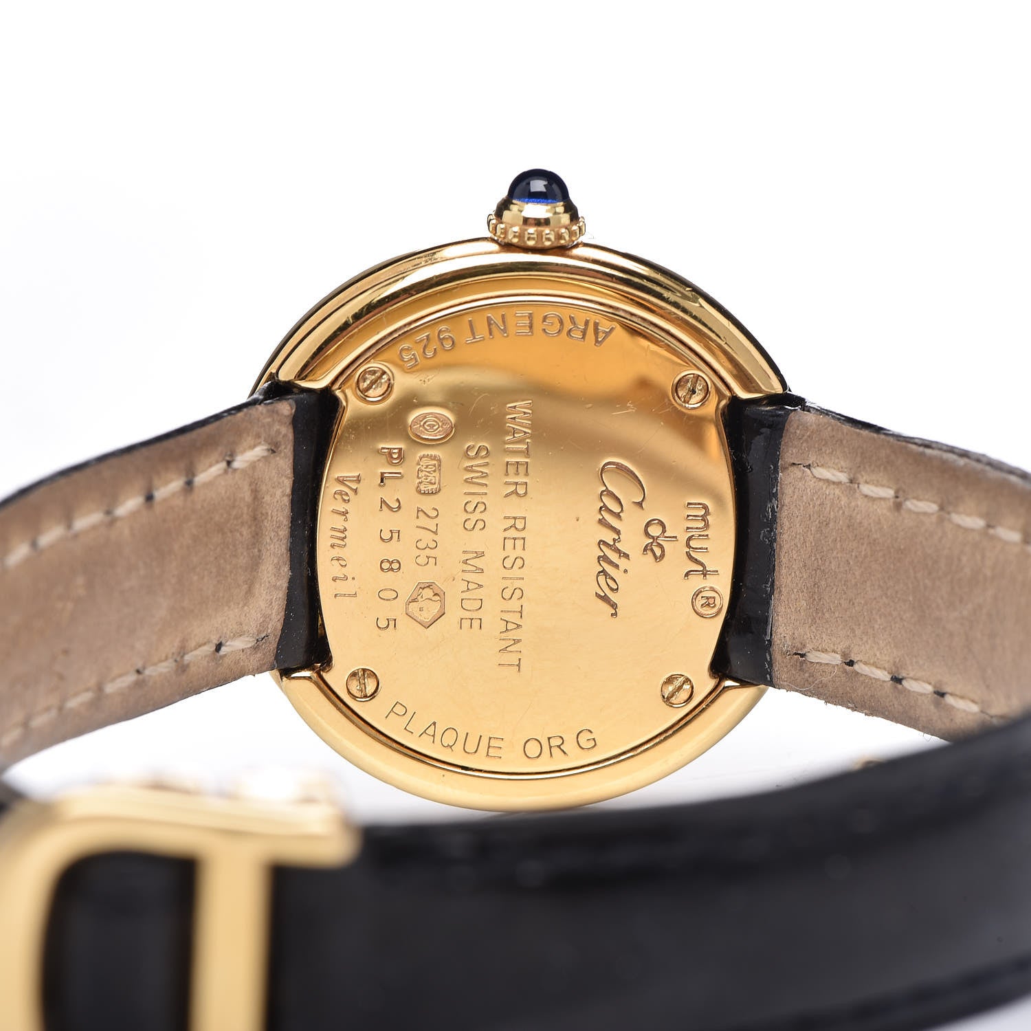 Cartier Sterling Silver Vermeil Calfskin 26mm Must De Cartier Quartz Watch 5 of 10