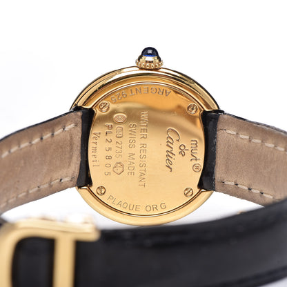 Cartier Sterling Silver Vermeil Calfskin 26mm Must De Cartier Quartz Watch 5 of 10