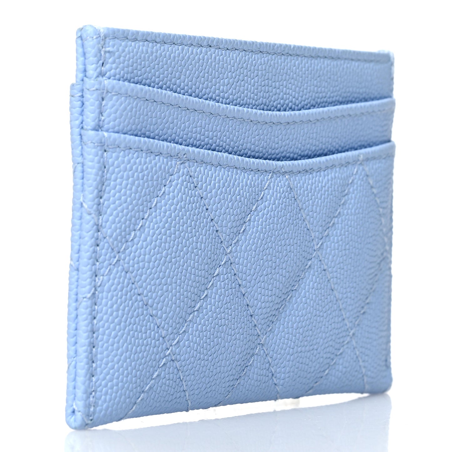 Caviar Quilted Card Holder Light Blue
