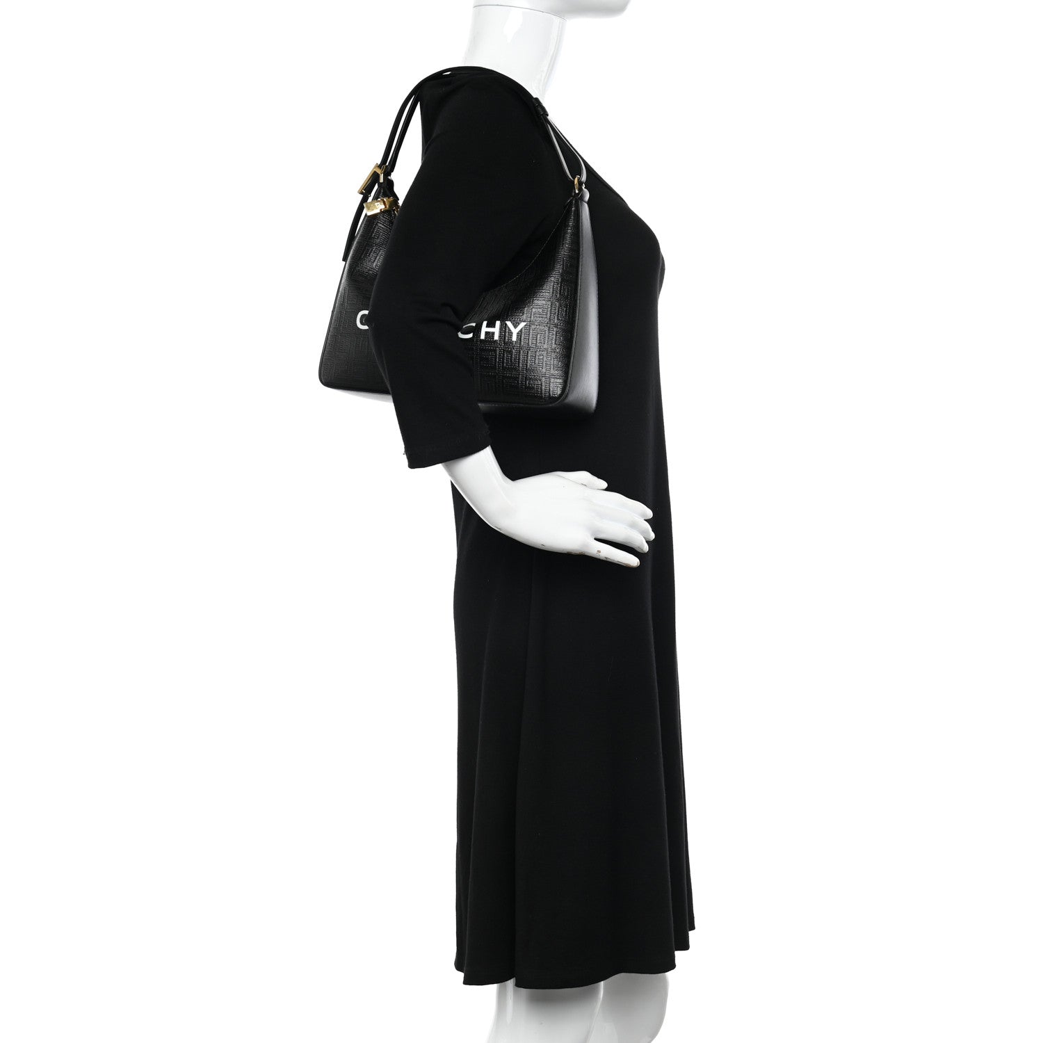 Givenchy Coated Canvas Logo 4G Embossed Small Moon Cut Out Shoulder Bag Black 2 of 11