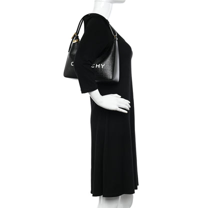 Givenchy Coated Canvas Logo 4G Embossed Small Moon Cut Out Shoulder Bag Black 2 of 11