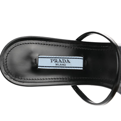 Prada Plexiglass Calfskin Metal Triangle Logo 75mm Slide Sandals 37 Black 6 of 12