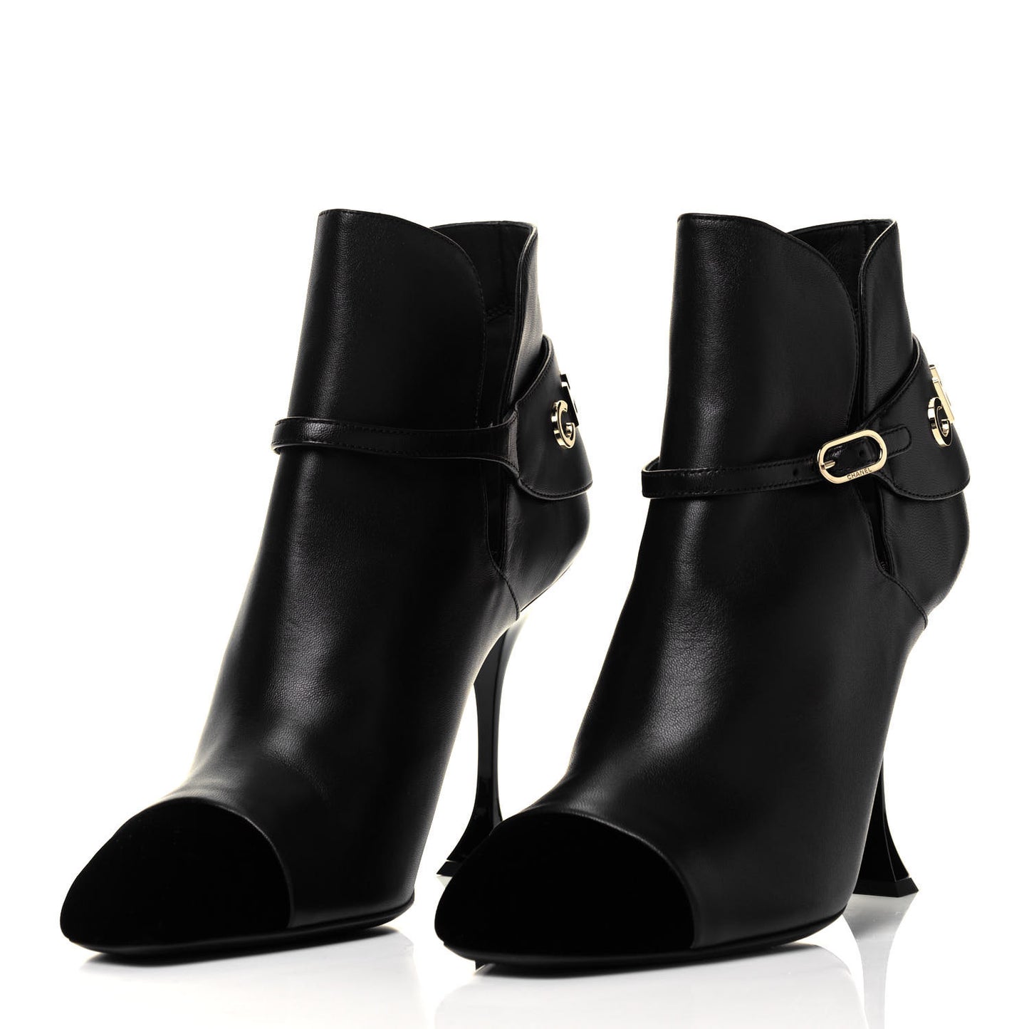 Lambskin Velvet Cap Toe Logo Short Boots 40 Black