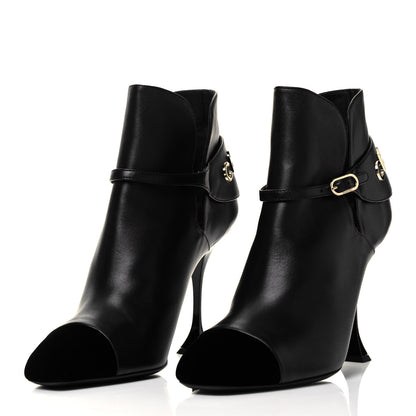 Chanel Lambskin Velvet Cap Toe Logo Short Boots 40 Black 3 of 8