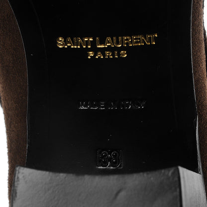 Saint Laurent Suede Rock Blake Ankle Boots 38 Brown 7 of 8