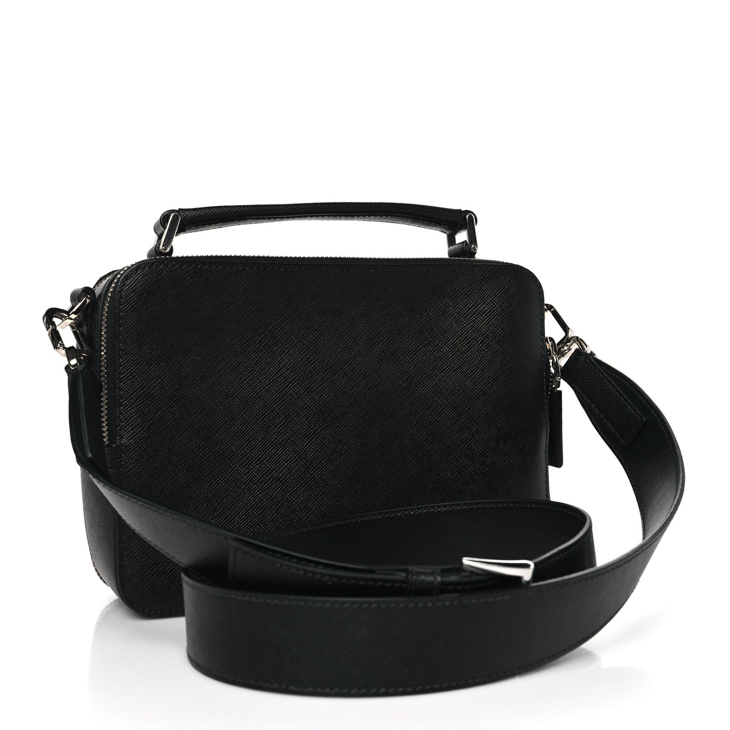 Saffiano Travel Medium Brique Crossbody Bag Black