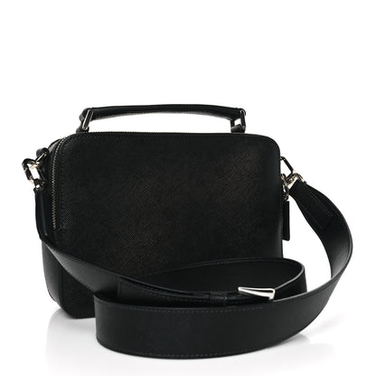 Prada Saffiano Travel Medium Brique Crossbody Bag Black 3 of 10