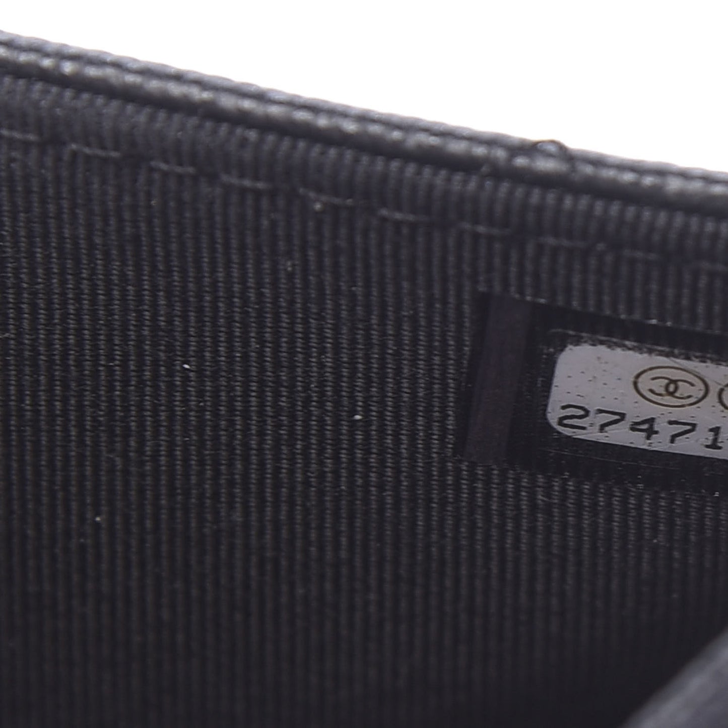 Grained Calfskin Quilted CC Box Wallet On Chain WOC Black
