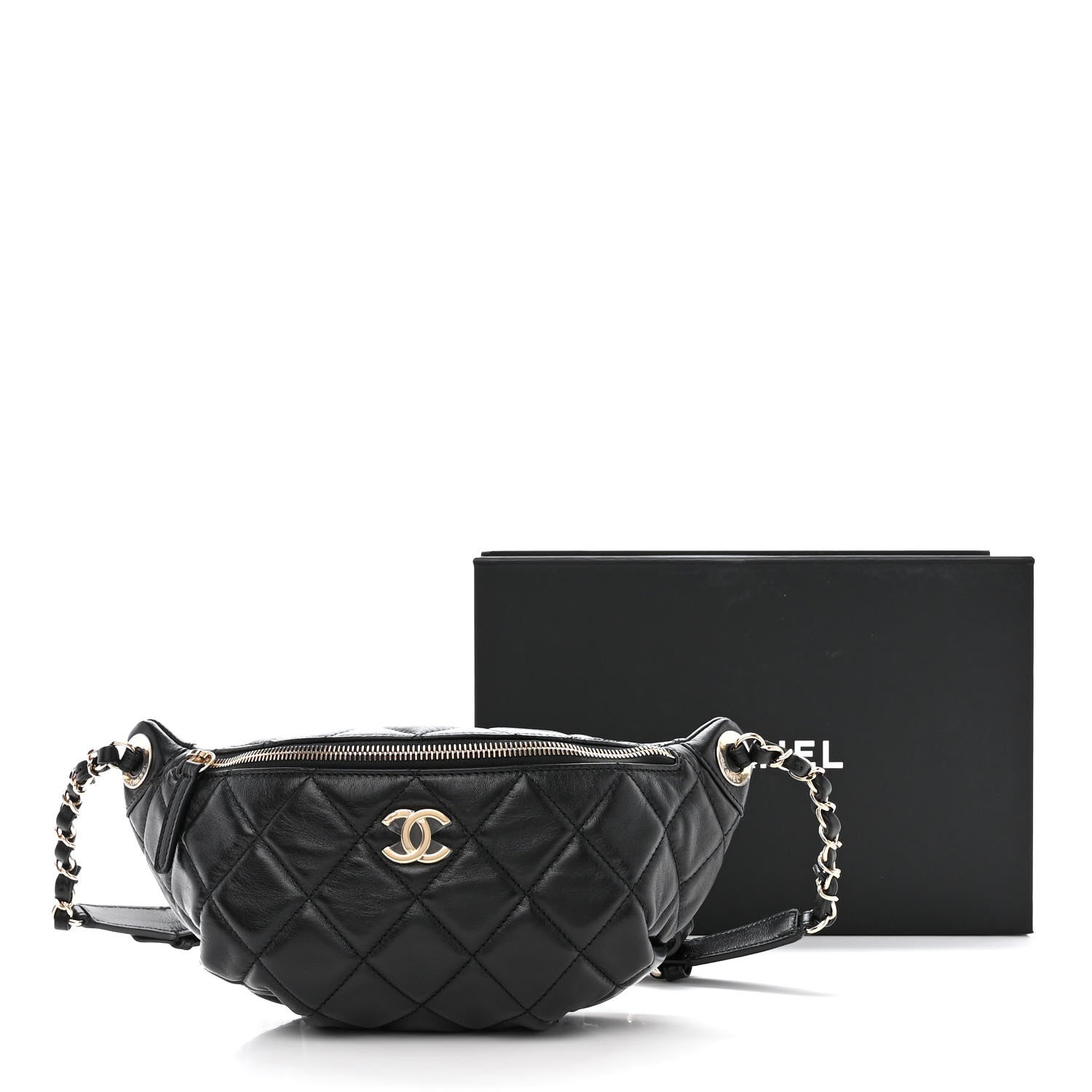 Chanel Lambskin Quilted Waist Bag Fanny Pack Black 11 of 11