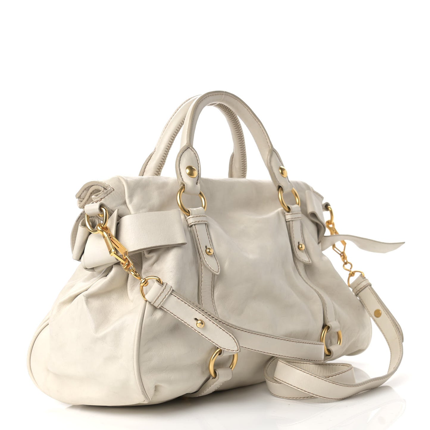 Vitello Lux Large Bow Bag Talco