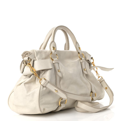 Miu Miu Vitello Lux Large Bow Bag Talco 3 of 19