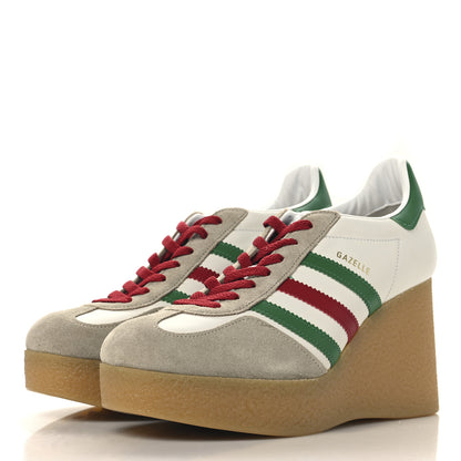 Gucci X ADIDAS Suede Madeira Gazelle Wedge Sneakers 40.5 Oatmeal White New Shamarock Hibiscus Red 4 of 10