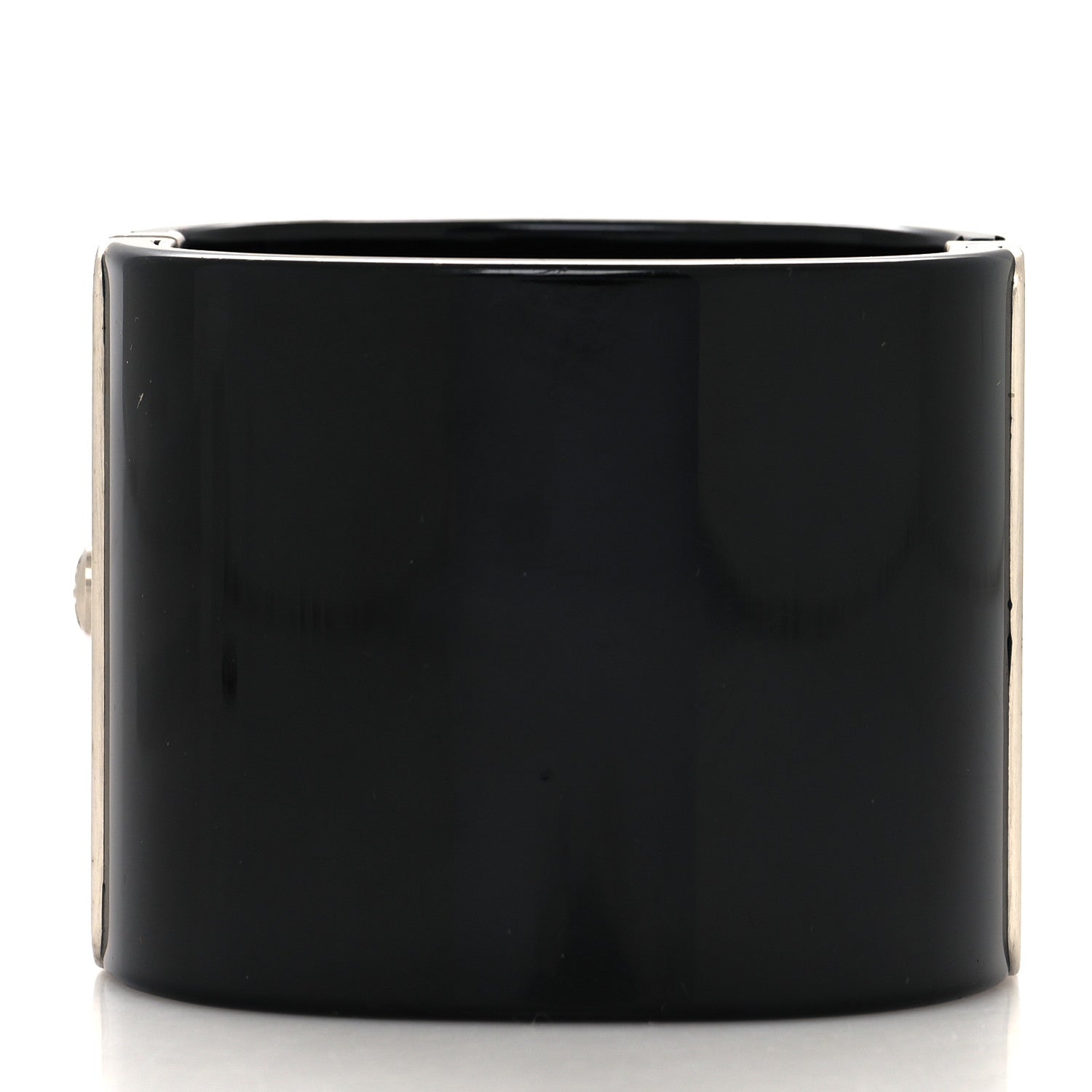 Chanel Pearl CC Pewter Leaf Cuff Bracelet Black 3 of 5