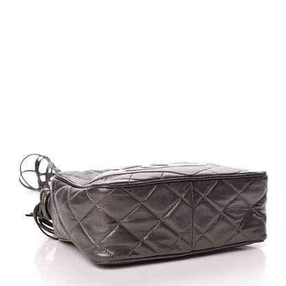 Chanel Metallic Lambskin Quilted Tassel Camera Case Dark Silver 4 of 19