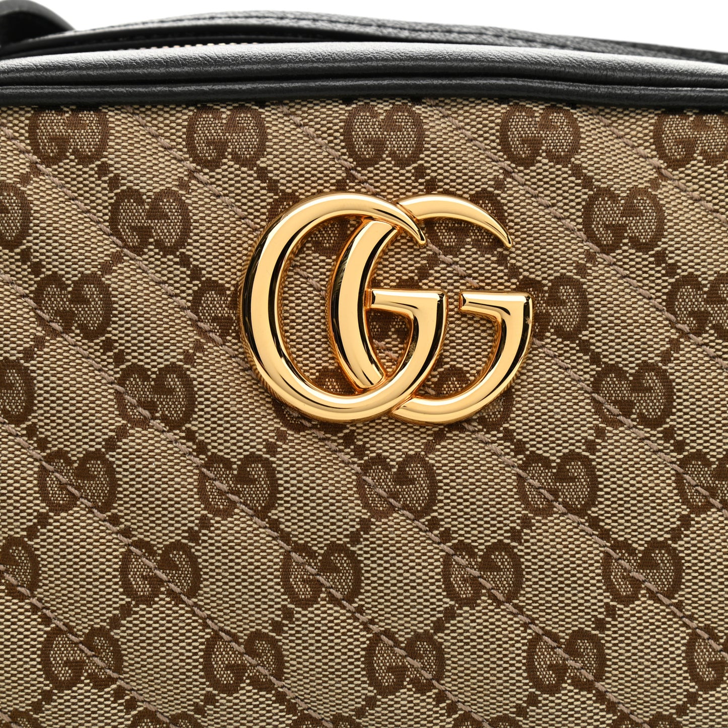 Monogram Matelasse Diagonal Small GG Marmont Chain Shoulder Bag Beige Black