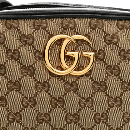 Gucci Monogram Matelasse Diagonal Small GG Marmont Chain Shoulder Bag Beige Black 8 of 11