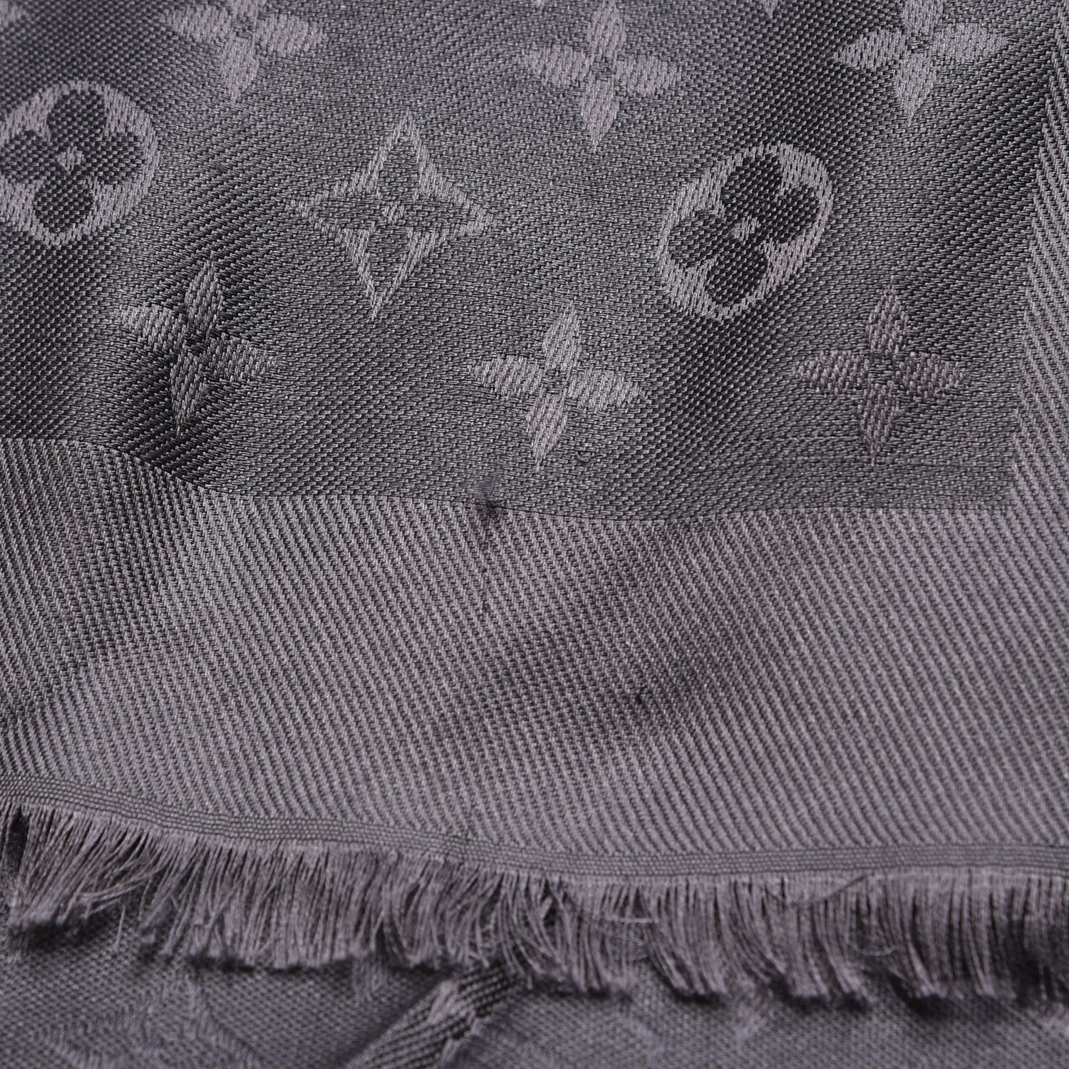 Louis Vuitton Wool Silk Monogram Shawl Anthracite 3 of 5