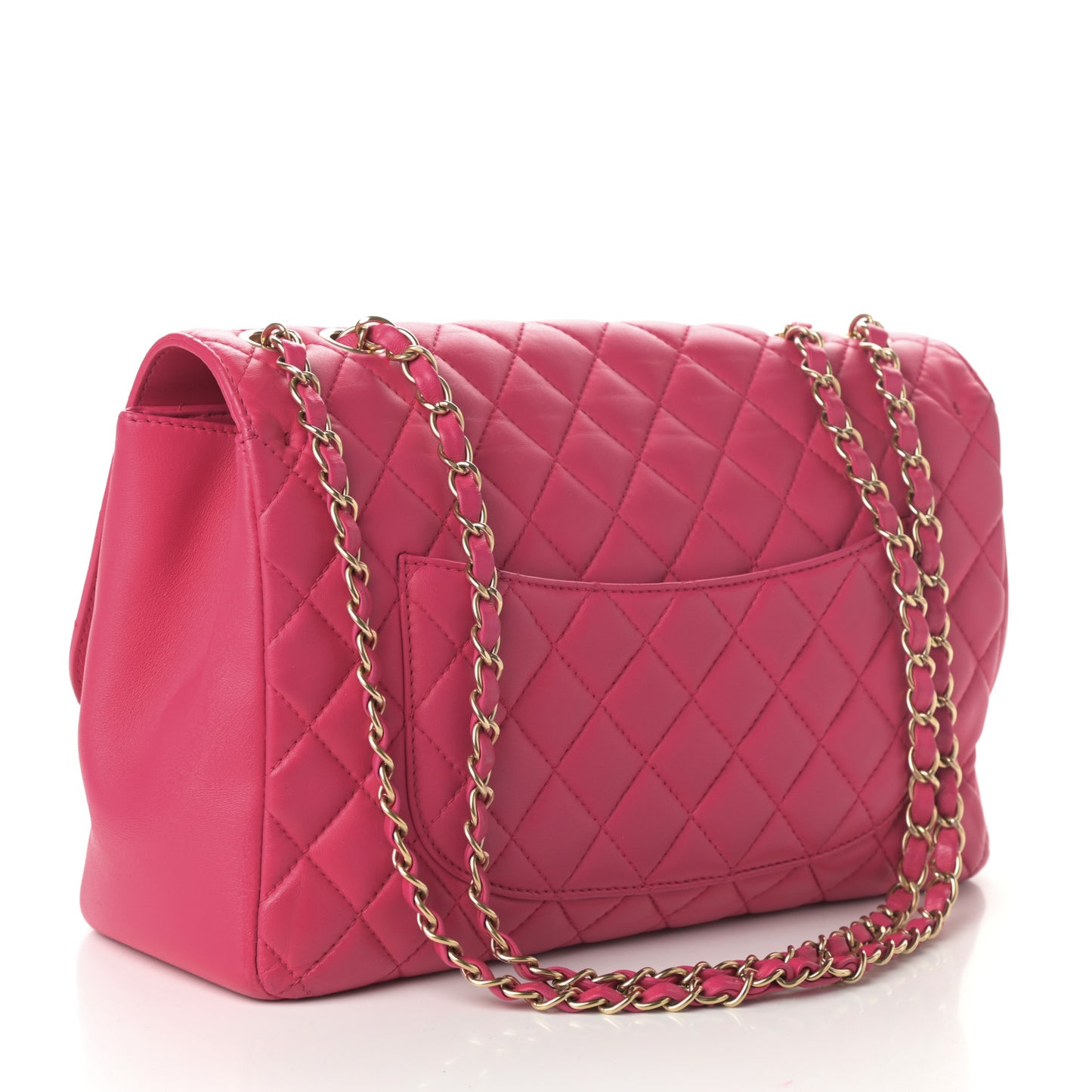 Lambskin Quilted Jumbo Mademoiselle Chic Flap Fuchsia