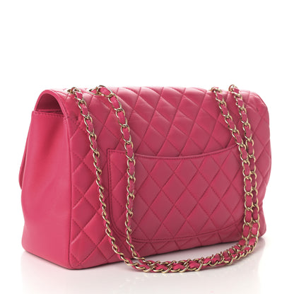 Chanel Lambskin Quilted Jumbo Mademoiselle Chic Flap Fuchsia 3 of 10