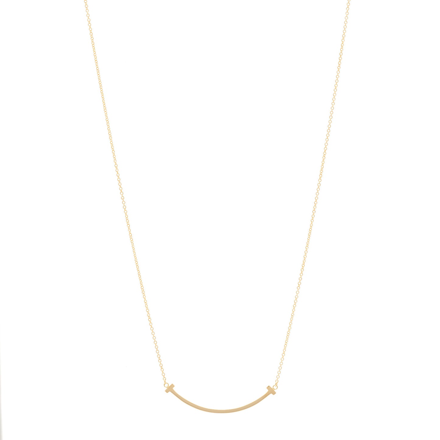 18K Yellow Gold Small T Smile Pendant Necklace