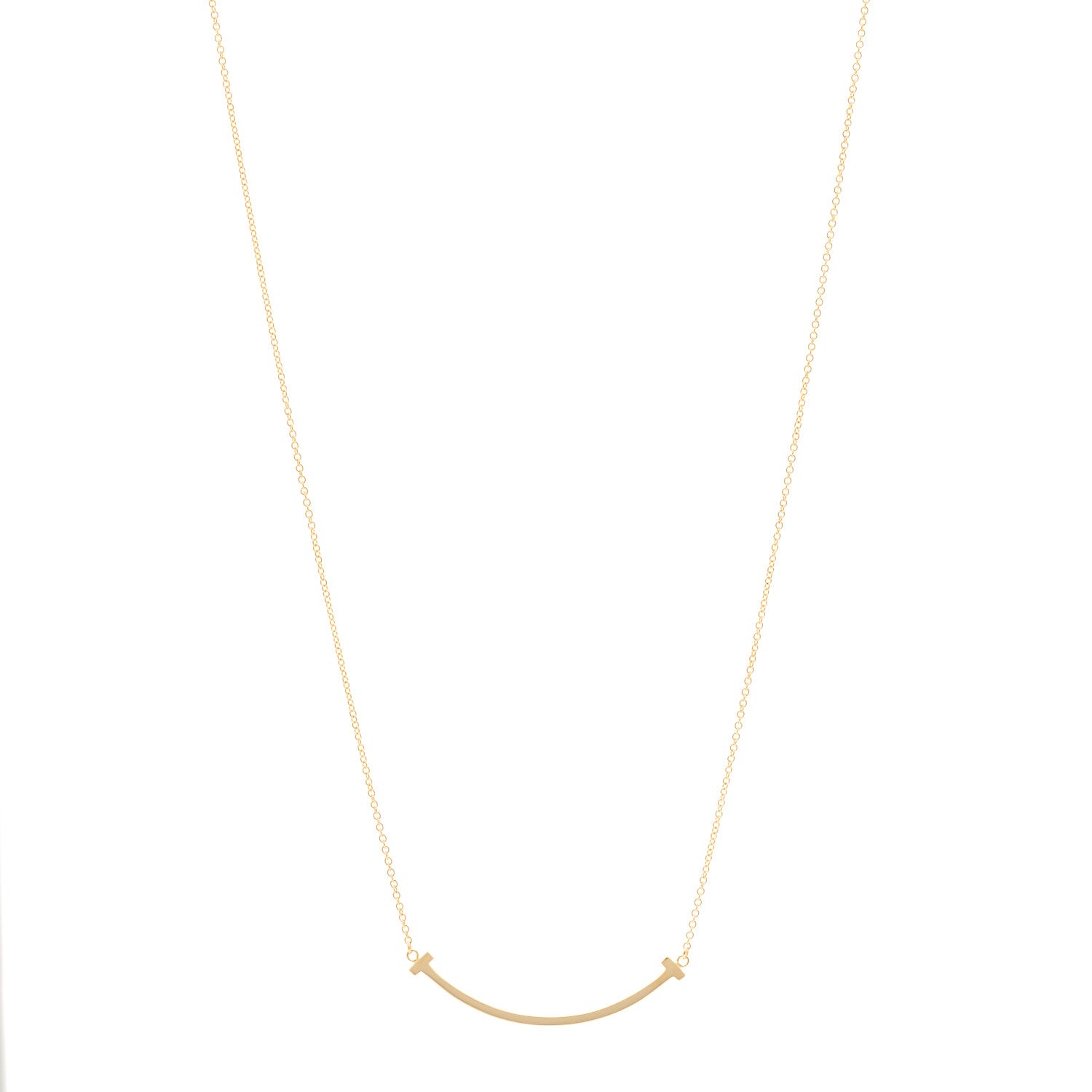Tiffany 18K Yellow Gold Small T Smile Pendant Necklace 1 of 4