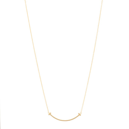 Tiffany 18K Yellow Gold Small T Smile Pendant Necklace 1 of 4