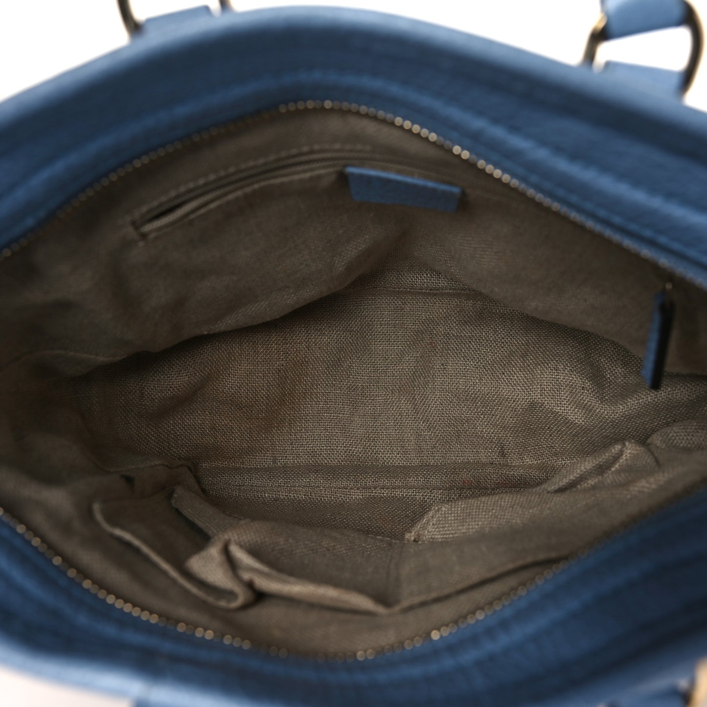 Monogram Dollar Calfskin Small Bree Tote Beige Ebony Mineral Blue