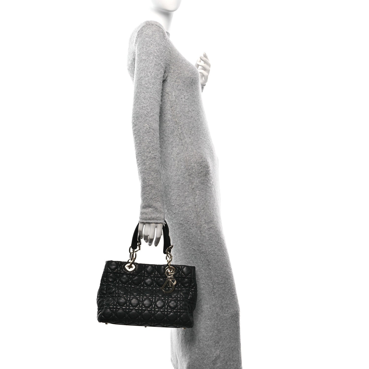 Christian Dior Lambskin Cannage Small Dior Soft Zipped Shopping Tote Black 3 of 9
