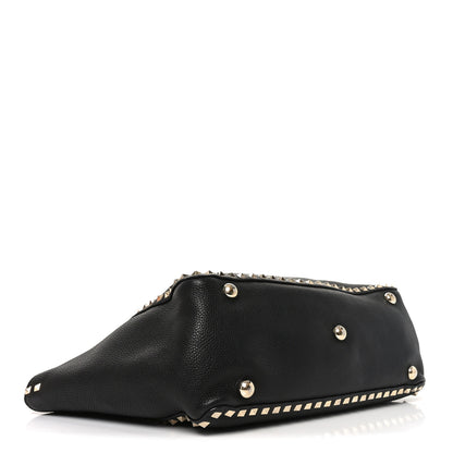 Valentino Garavani Vitello Medium Rockstud Tote Black 4 of 10