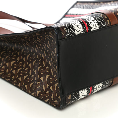 Burberry E-Canvas Monogram Stripe Book Tote Bridle Brown 8 of 12