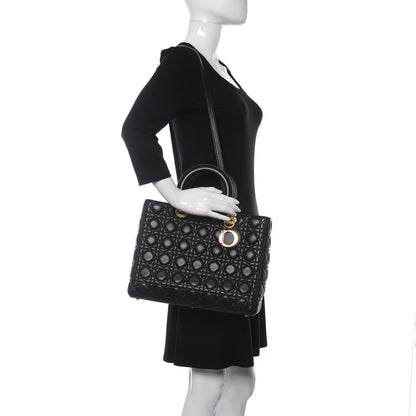Christian Dior Lambskin Cannage Large Lady Dior Black 2 of 13
