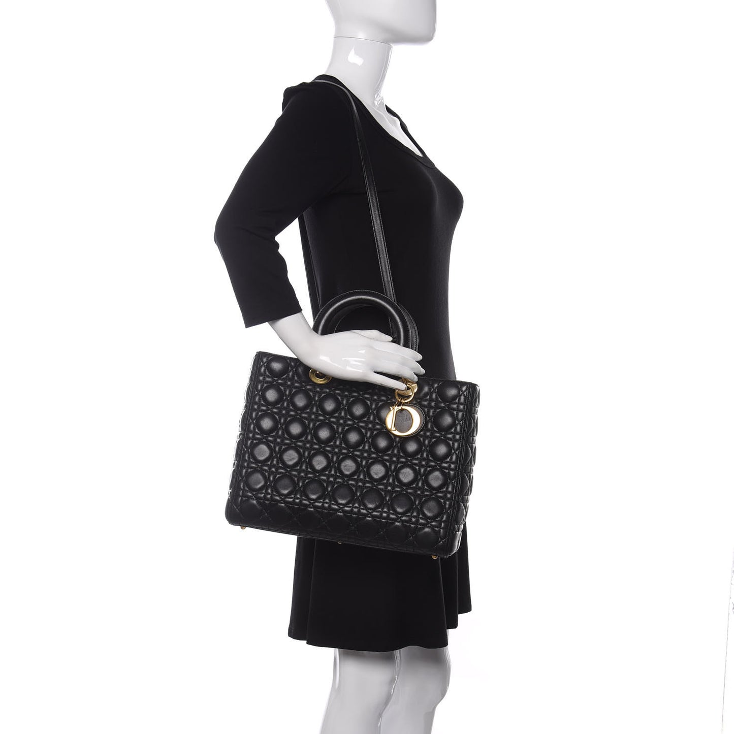 Lambskin Cannage Large Lady Dior Black