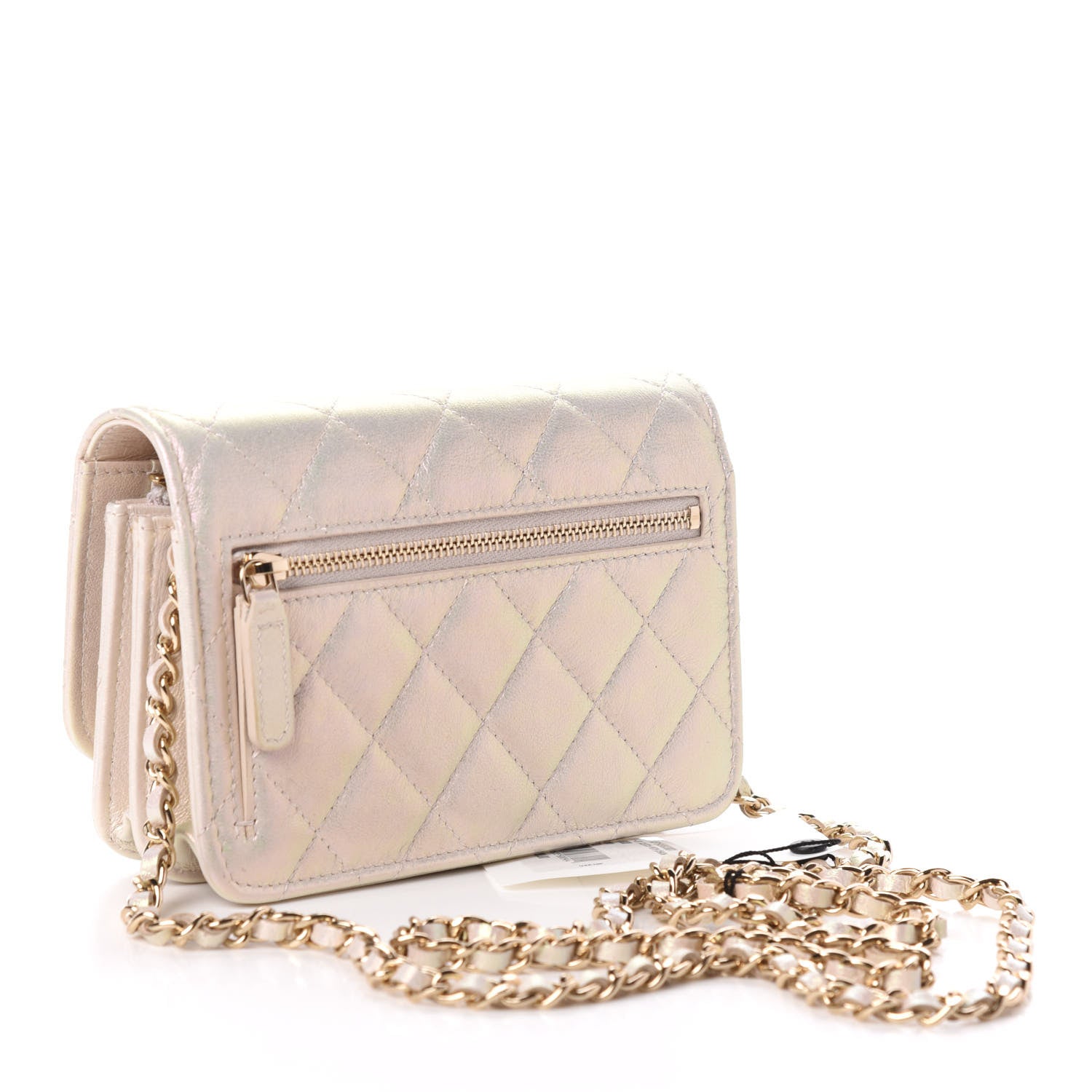 Chanel Iridescent Lambskin Quilted Mini Wallet On Chain WOC Ivory 3 of 10