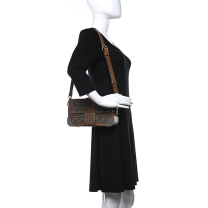 Fendi Shiny Glazed Fabric Vachetta FF 1974 Medium Baguette Trunk Mogano Panna Cuoio 3 of 10