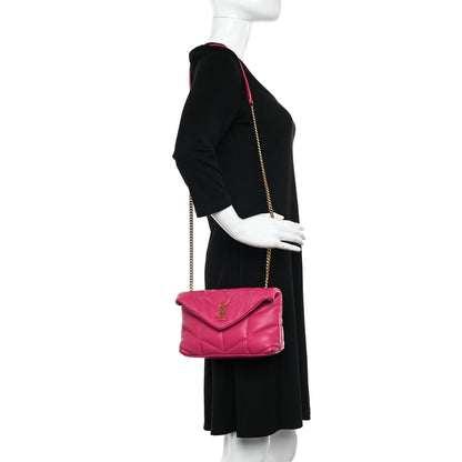 Saint Laurent Lambskin Quilted Toy Loulou Puffer Monogram Chain Satchel Bubblegum 2 of 9